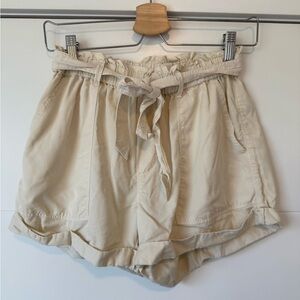 Aerie Off White Paper Bag Shorts